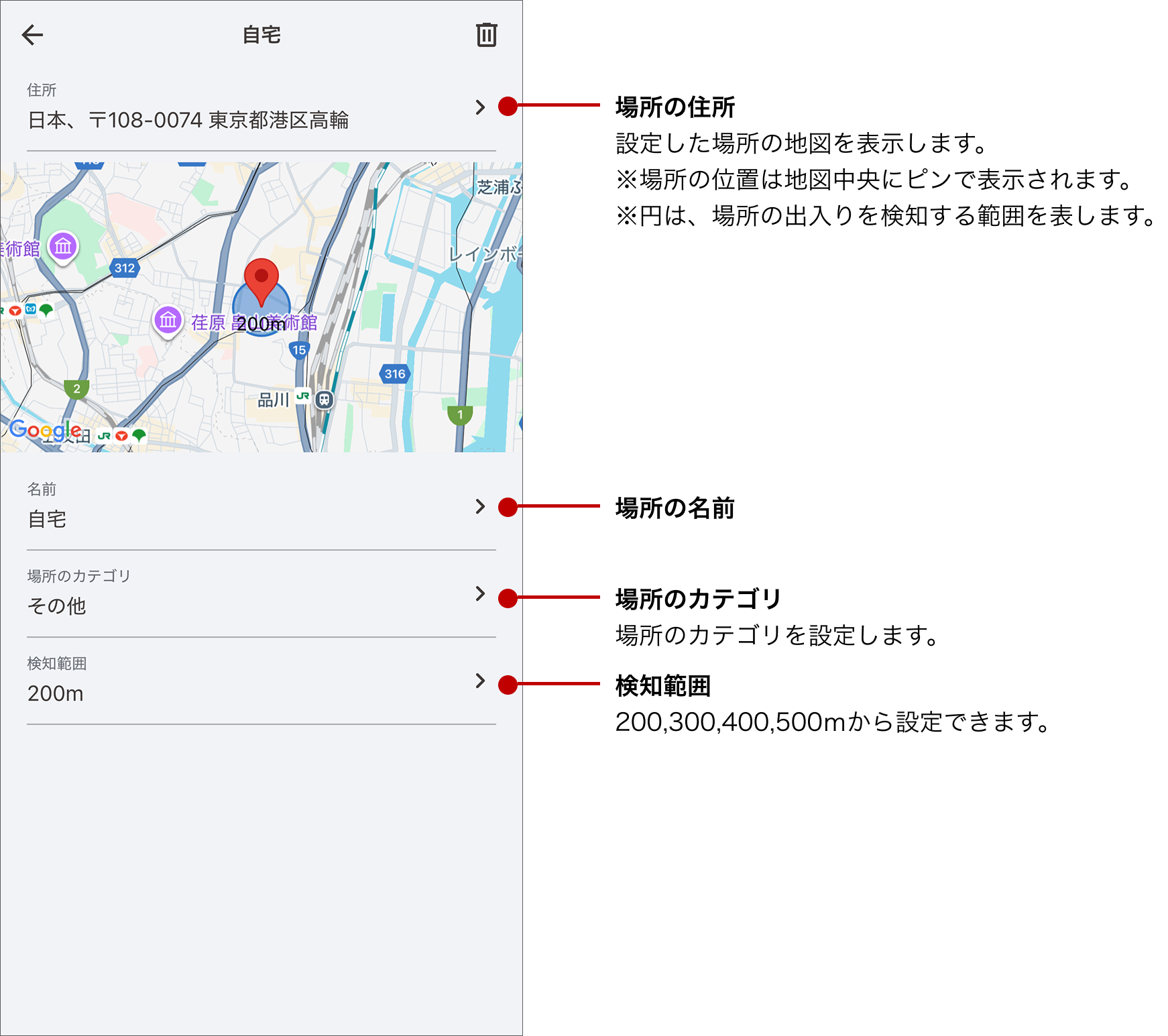 場所の詳細画面